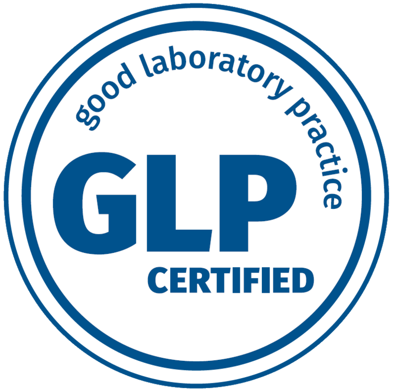 GLP-certified laboratory logo indicating Hohenstein's compliance with Good Laboratory Practice for medical device testing