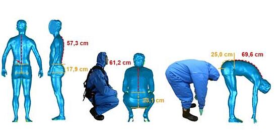 Scans of standing, squatting and touching toes with front and side views