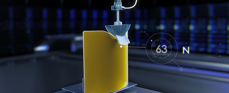 Ballistic material in Hohenstein test equipment with 63 N measurement at the edge