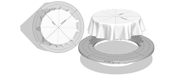 Drapemeter result visualization from side and above