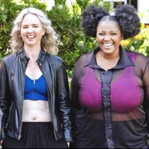 Two women wearing Prairie Wear's OEKO-TEX® STANDARD 100 certified Hugger bras