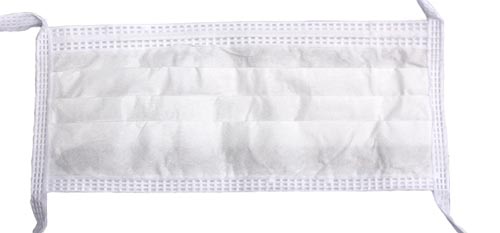 Disposable, white medical face masks