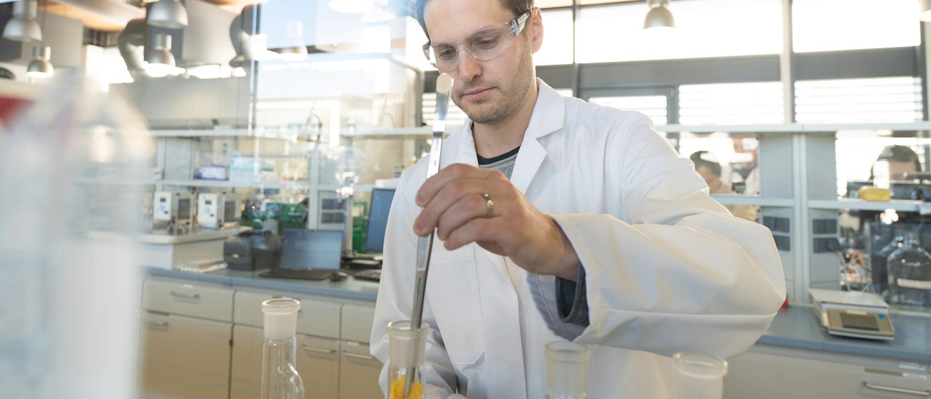 Independent material testing being performed in a controlled laboratory environment.