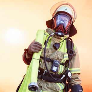 Firefighter in turnout gear