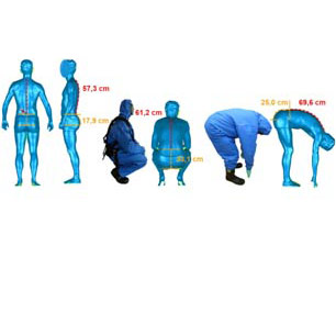 Scans of person standing, squatting and touching toes with front and side views