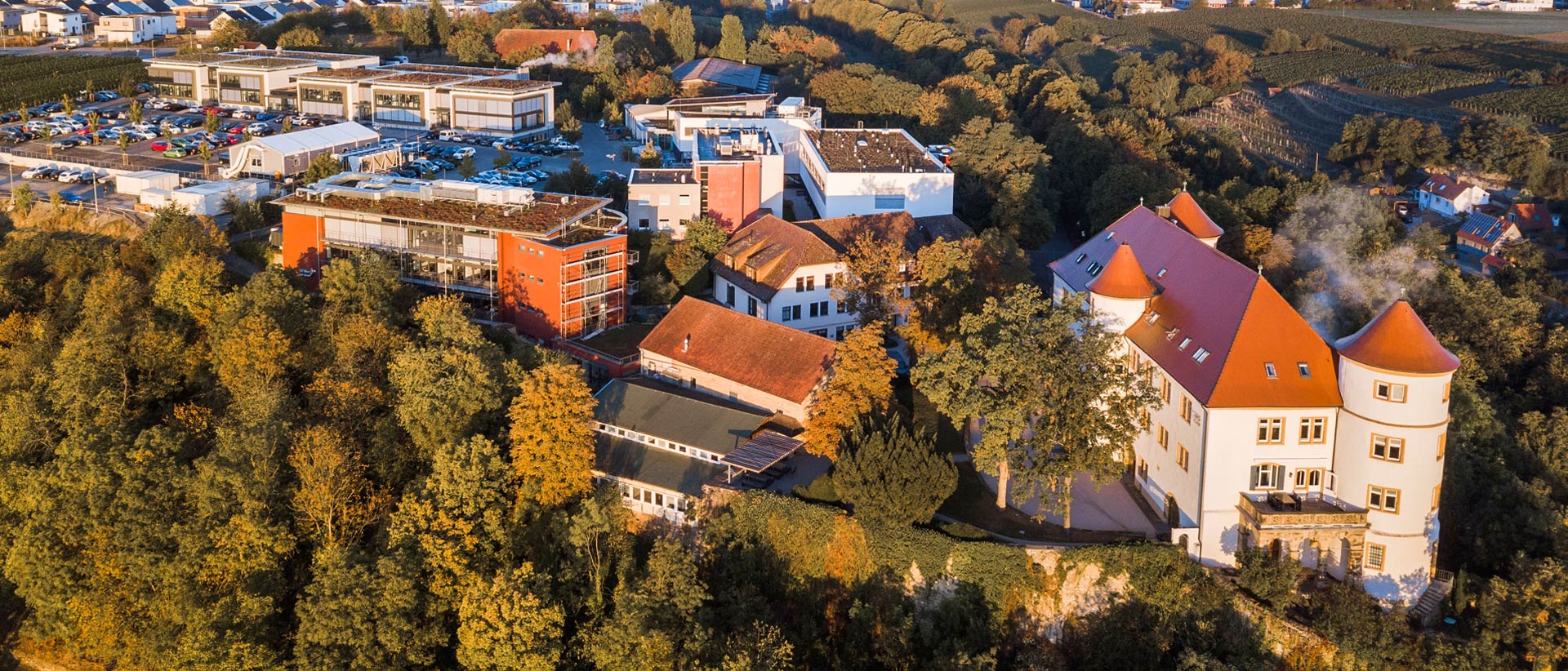 Aerial view of Hohenstein Castle and lab buildings